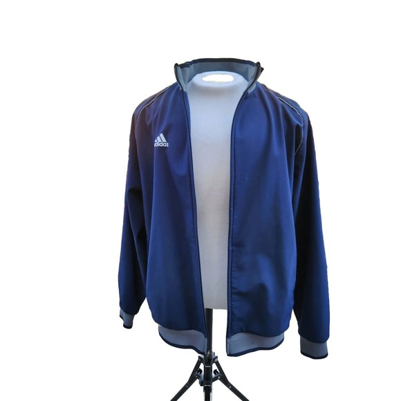 Adidas mens size large blue with Gray trim Full Zip Long Sleeve Jacket - Picture 3 of 6